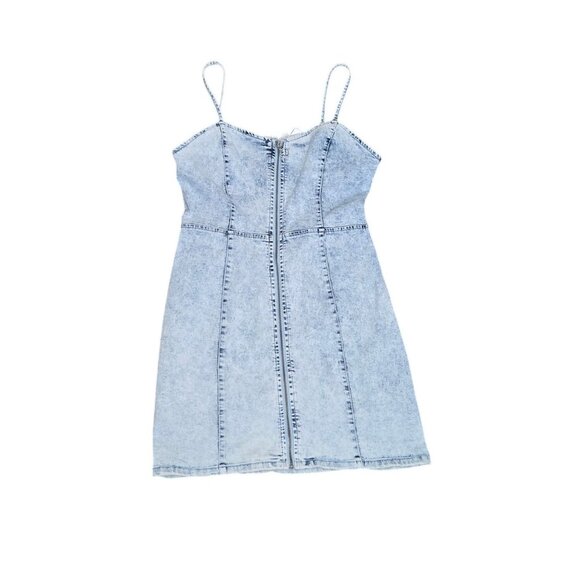 ๐ Denim Co. Zip-Front Acid Wash Denim Mini Dress โ Size 8 US โ EUC - Picture 4 of 10